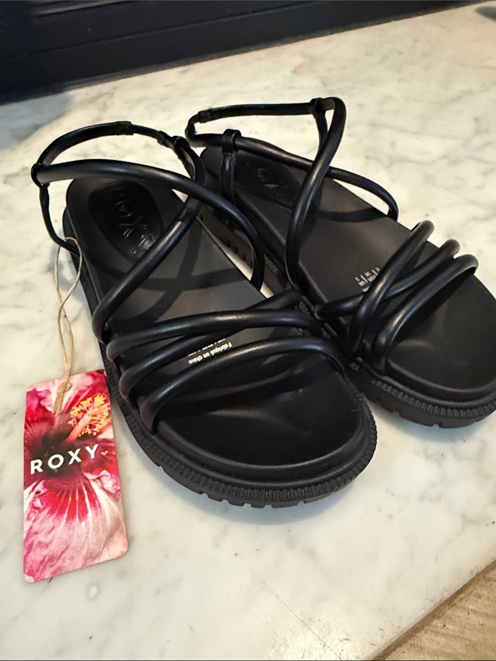 Roxy Brooke Black Multi-Strap Comfort Sandals